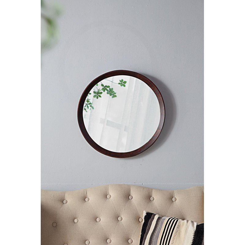 Miroir mural de style transitionnel, décoration murale, console de vestibule posée contre le mur, Marron foncé