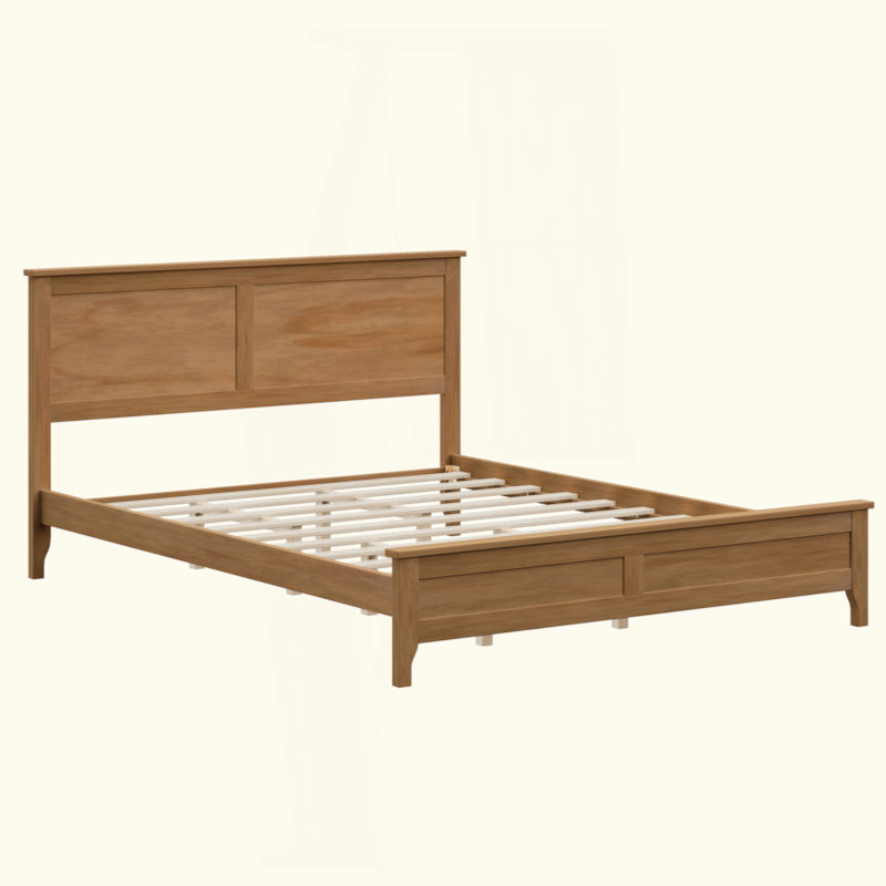 Tramarcus Modern Solid Wood Platform Bed with Headboard, Full, Natural Duplicate