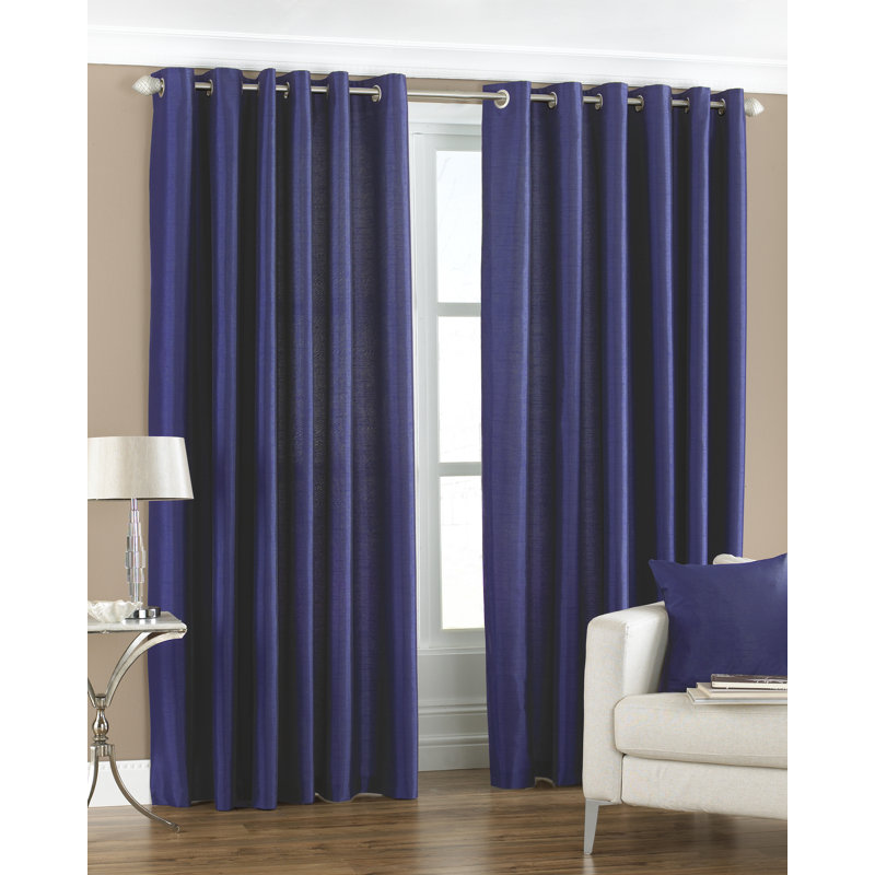 Polyester Semi Sheer Grommet/Eyelet Curtain Pair, Latte Brown, 117 W x 137 D cm