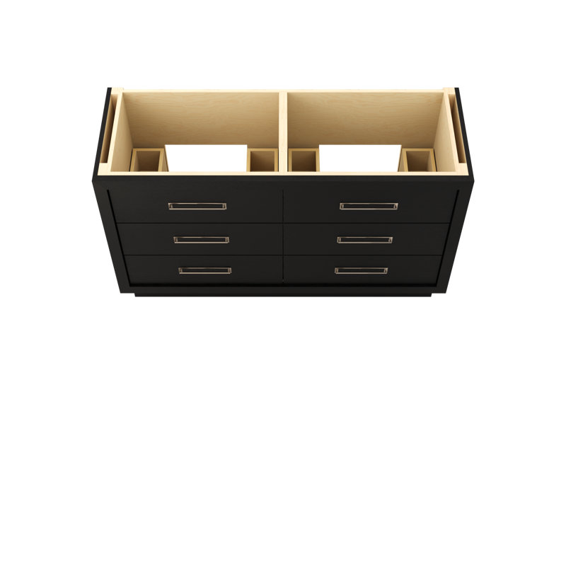 Avalon Double Drawer Bath Vanity, Classic Black, Satin Nickel, 60"