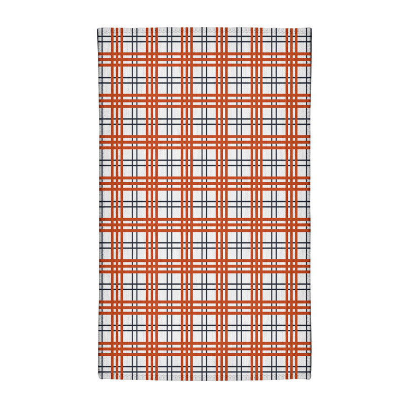 Tapis orange / blanc à carreaux, Rectangle 5 pi x 7 pi