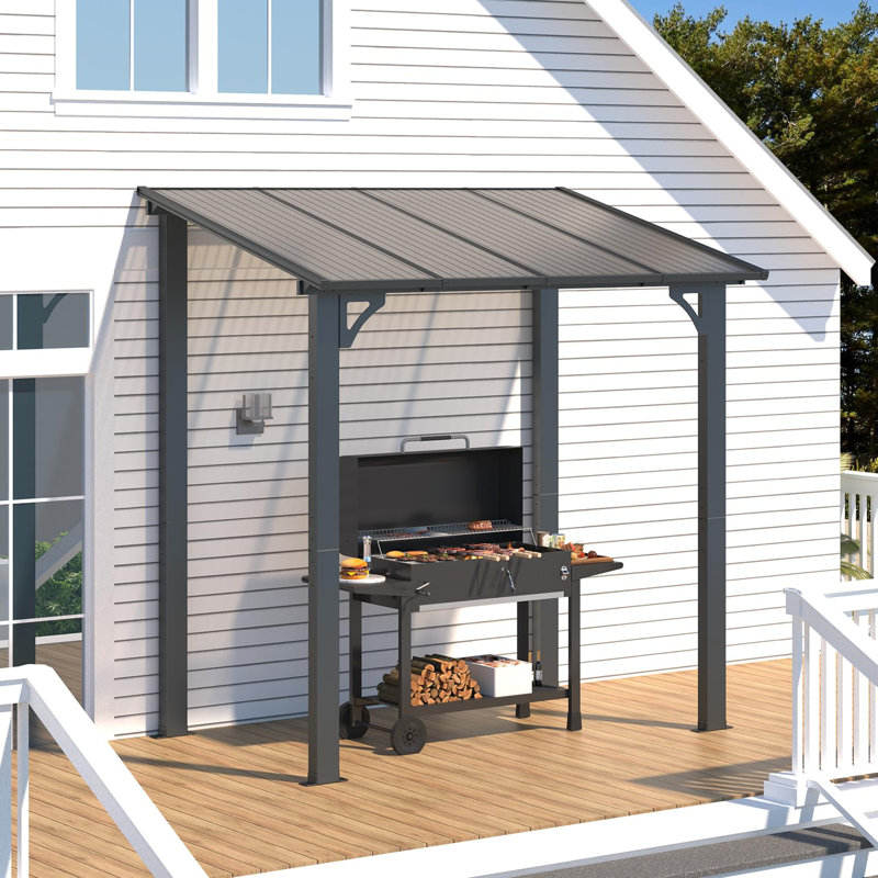 Mandalc Pergola with Canopy, Black, 243.84cm x 152.4cm