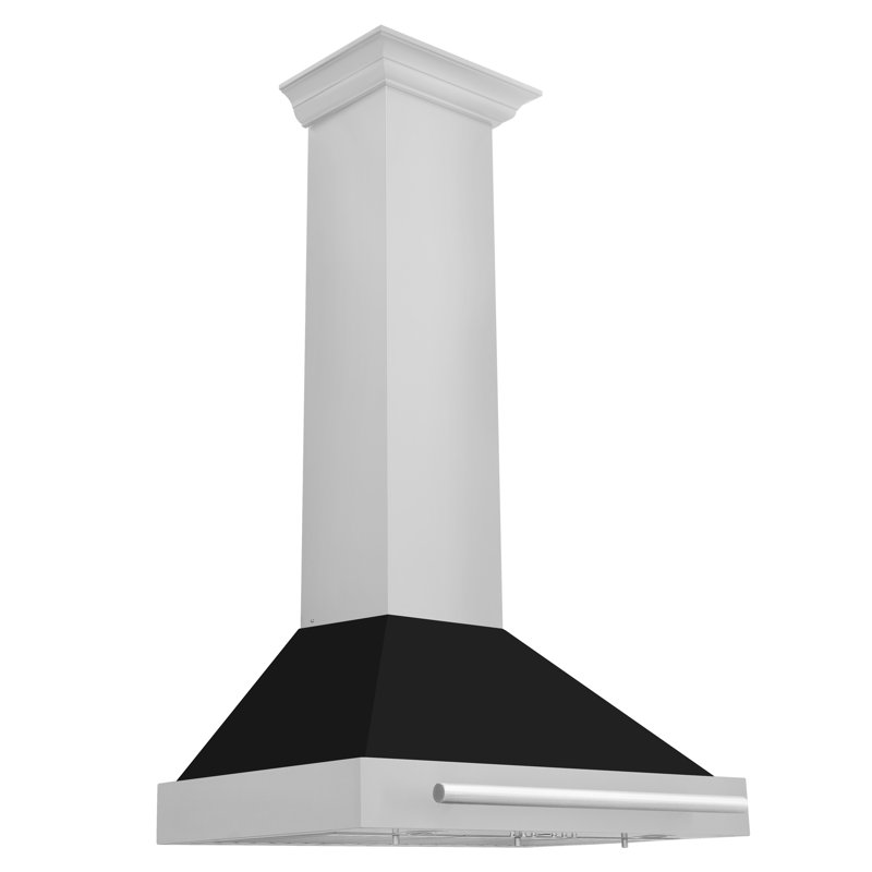 30" Stainless Steel and Black Matte Wall Mounted Range Hood
