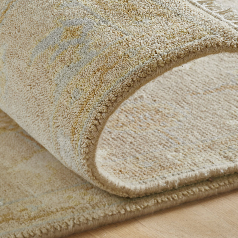 Ember Beige Hand-Knotted Wool Oriental Area Rug, Rectangle 8' x 10'