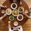 Table de salle à manger brune ronde et solide en acier inoxydable pour la salle à manger / cuisine-1134402370
