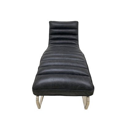 Plano Modern Channeled Leather Chaise Lounge - Leather