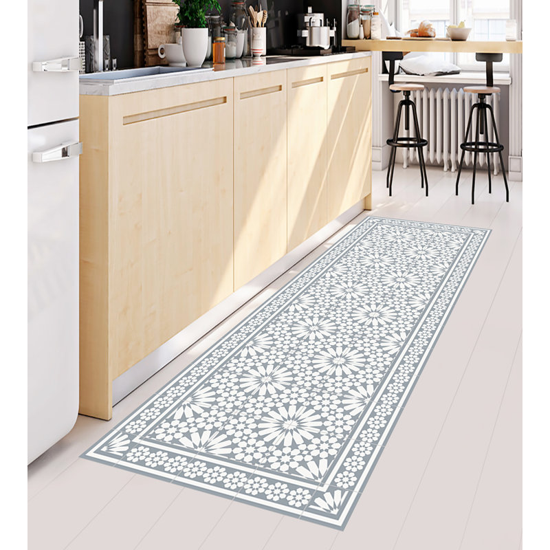 Abdiraxman Vinyl Machine Printed Area Rug, Rectangle 2'7.5" x 9'10.1"