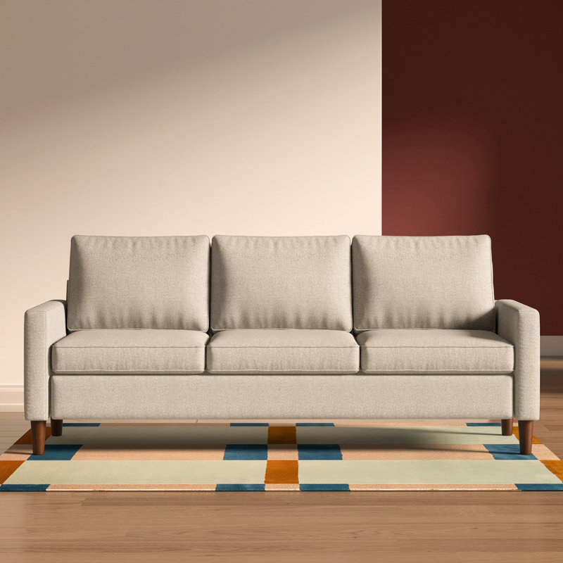 73.2" Space-Saving Storage 3-Seater Sofa, Solid Wood Legs &Removable backrest, Polyester Blended Modern Couch, Beige, Beige