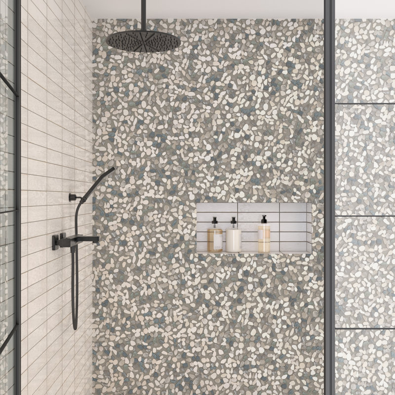 Daltile Pebble Oasis Natural Stone Flat Pebble Mosaic 12" x 12" (11 PC per Carton) (10.78 SQFT per Carton), Harbor