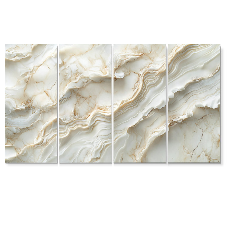 Obbe - Art mural marbré - Art mural moderne sur toile, H 32 po x l 64 po, 4