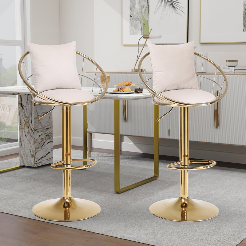 Nekesha Swivel Upholstered Adjustable Height Counter Stool, Off White