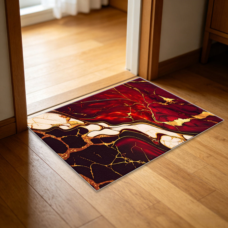 Red Marble Gold   area rugs for Living Room, Soft and Comfortable, Suitable for all seasons, easy to maintain, machine washable Indoor floor mat, Under Table Farmhouse suitable for Bedroom, Dining Room, Study,  Balcony, Home Decor Patio