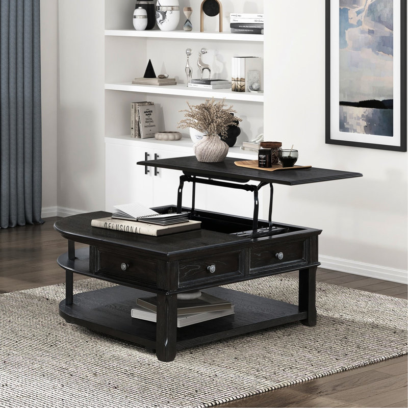Table basse gris anthracite avec rangement et compartiments de rangement