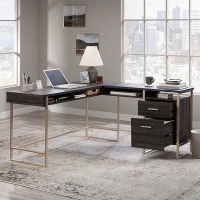 L-Shaped Desk With Large Desktop, Black Finish