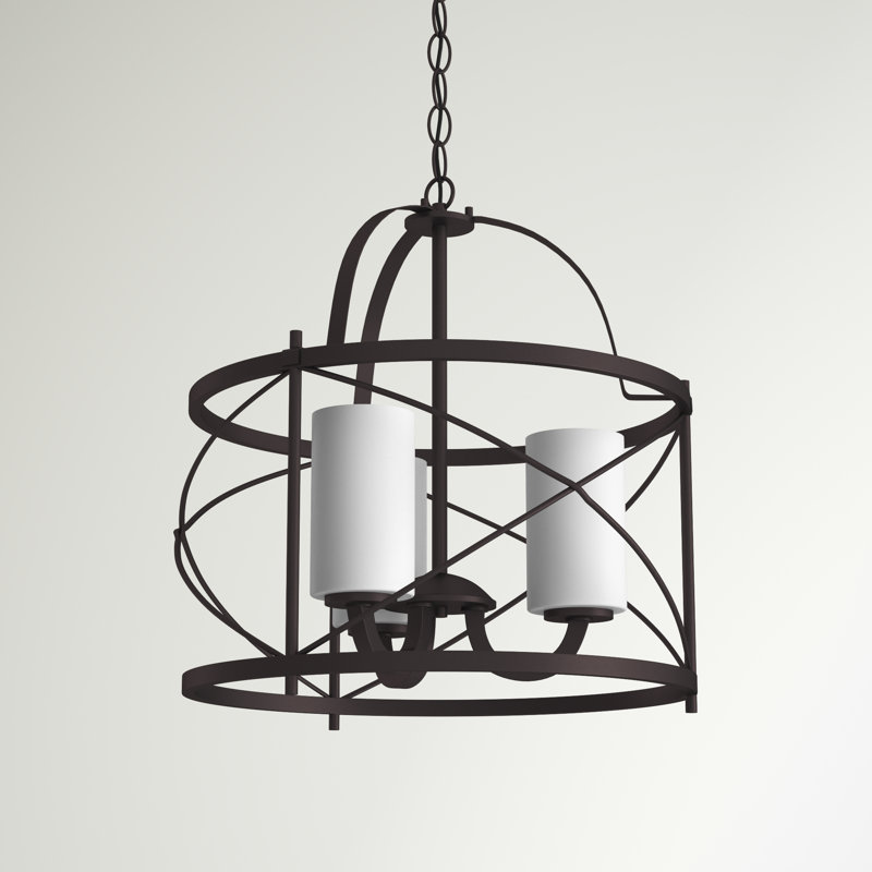 Gaen 3 - Light Dimmable Lantern Geometric Chandelier, Old Bronze