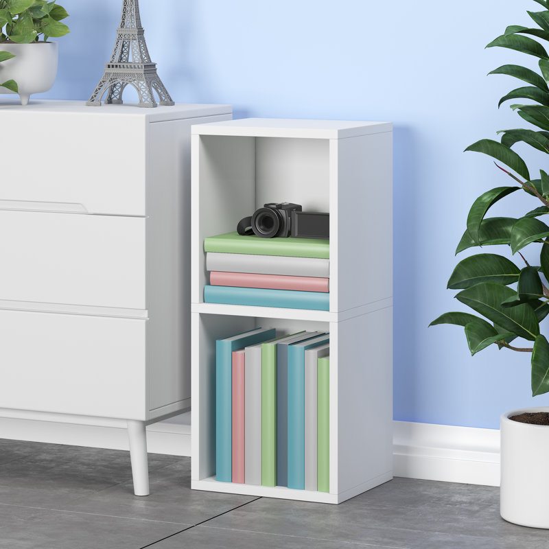 Bibliothèque de rangement à 2 tablettes Parman, noyer royal, Blanc