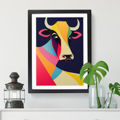 Cow In Abstract - Wrapped Canvas Print