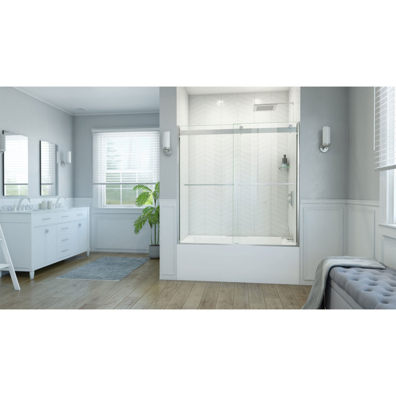 Essence-H 56" W x 60" H Reversible Semi-Frameless Tub Door with ClearMax™ Technology, Nickel