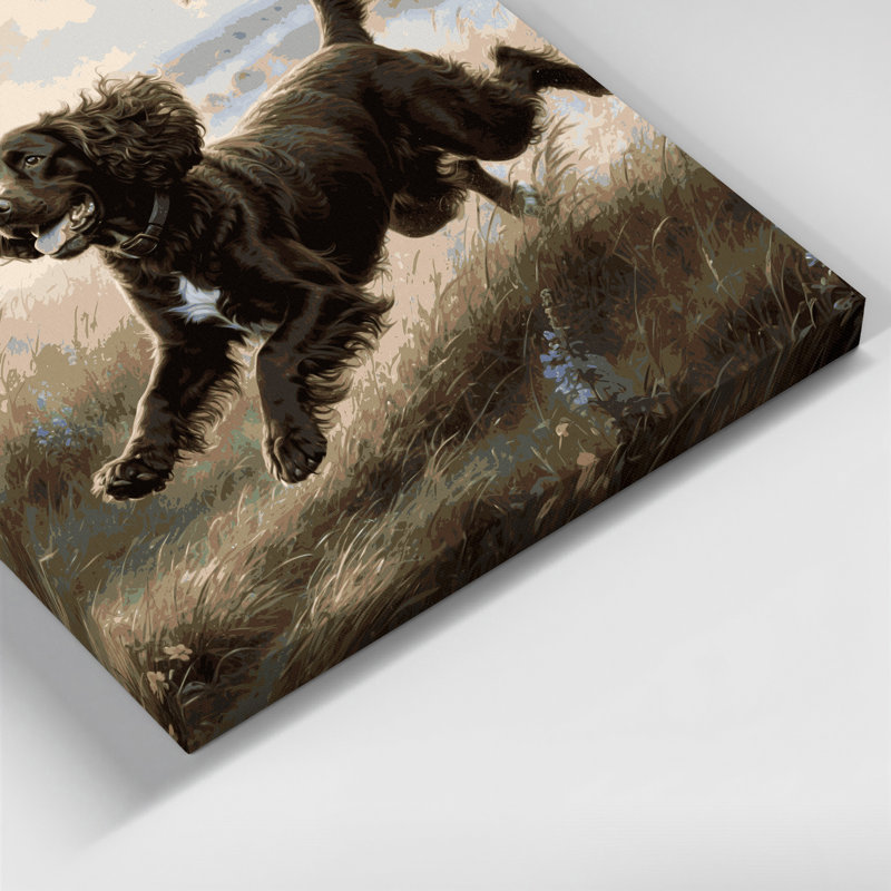 «Dogs Irish Water Spaniel», art mural sur toile brune, H 20 po x l 24 po