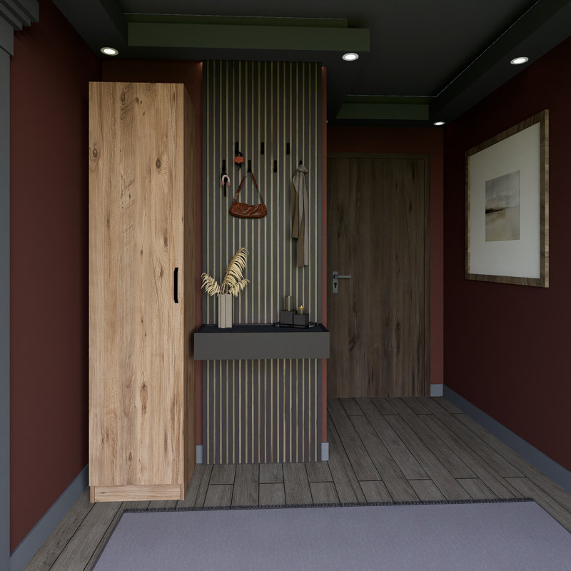 Berend 1 Door Manufactured Wood Wardrobe, Walnut