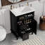 Meuble-lavabo 24 po avec lavabo, meuble-lavabo avec un tiroir rabattable et deux tiroirs, tablette réglable, bois massif et panneau de fibres à densité moyenne, noir