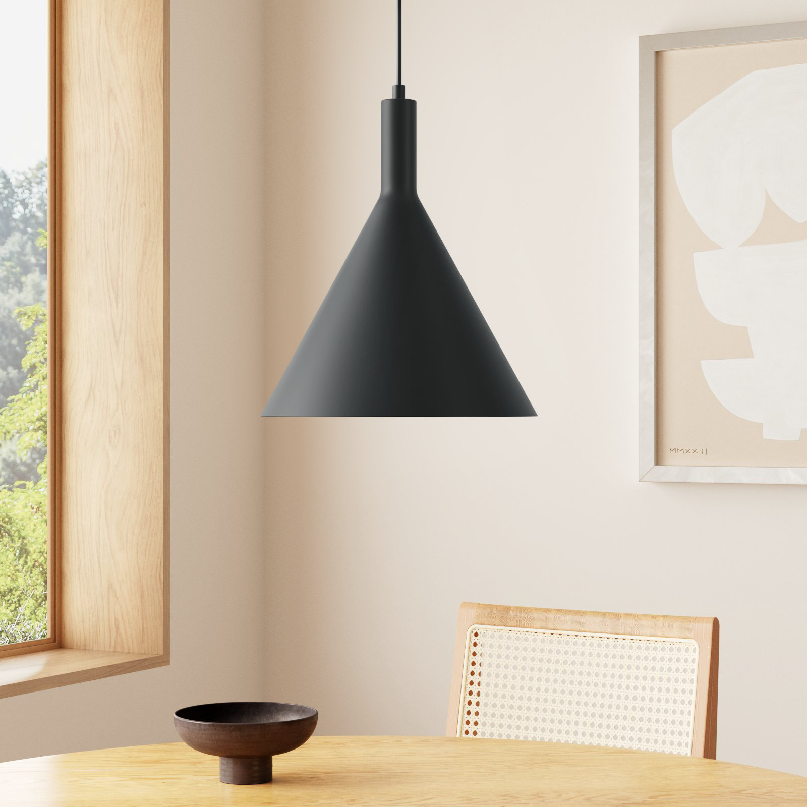 Laroche Dimmable Dome Single Light Pendant, 14.5" H x 12" W x 12" D, Matte Black