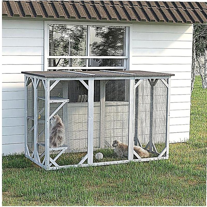 Grande cage d'extérieur en bois pour chat