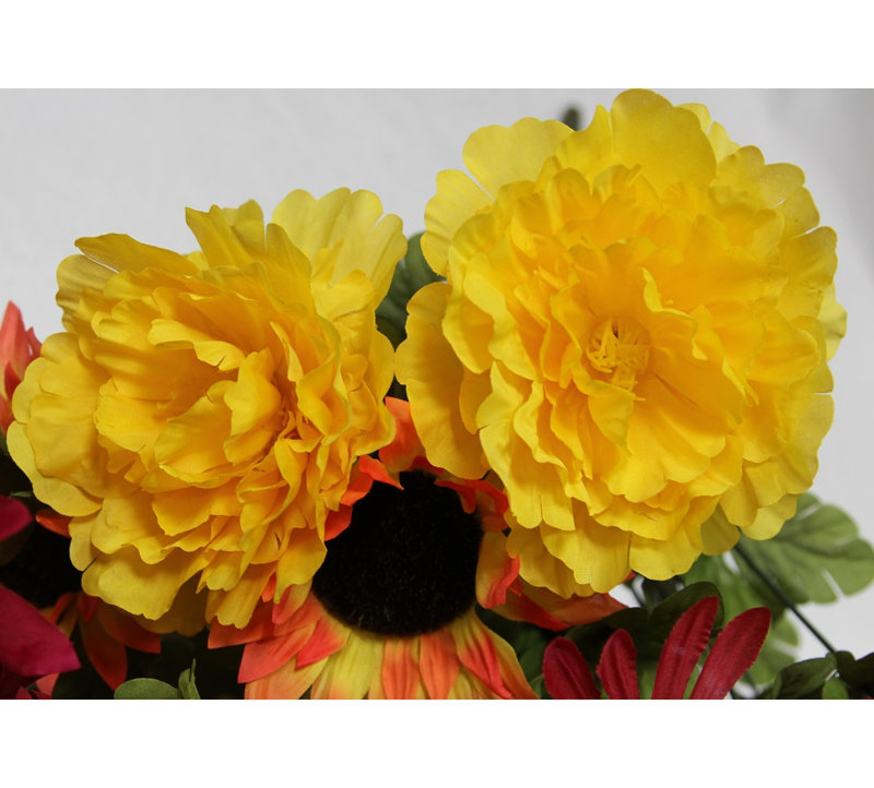 Douille mélangée 36 fleurs, Jaune/magenta/corail