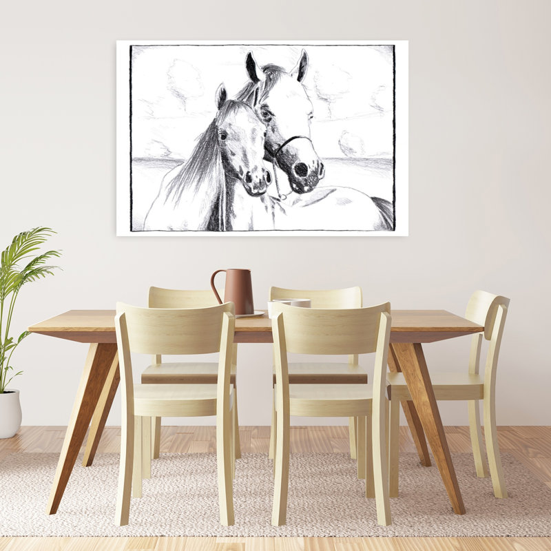 Gentle Horse Bond, impression d'art mural cheval contemporain, H 32 po x l 48 po