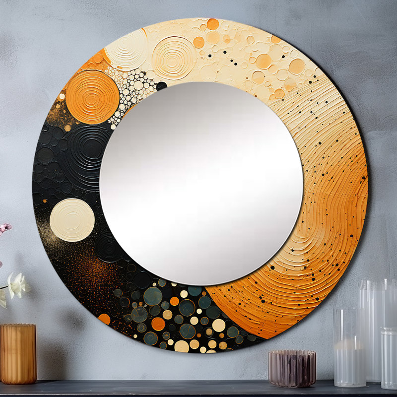 Miroir mural orange et noir Mid Century Organic Harmony - Midcentury, 23 po x 23 po