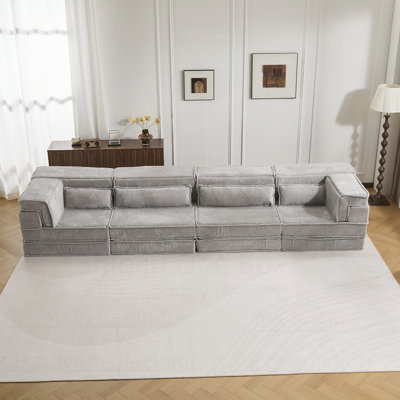 Compression Mahjong Sofa,Convertible Floor Sofa Bed,DIY Boneless Modular Sectional Sofa,No Assembly Required,Circle Oversized Seater With 3 Pillows
