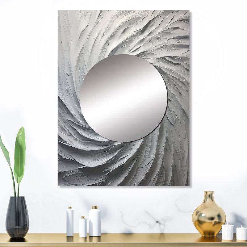 Pellerea White Majestic Motion - miroir décoratif à spirales abstraites, miroir mural blanc, impression d'art en métal