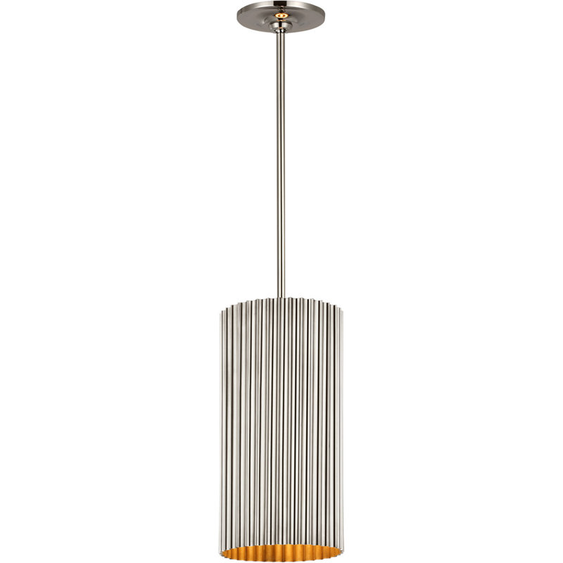 Marie Flanigan Rivers Small Fluted Pendant, Polished Nickel, 47" H x 7" W x 7" D
