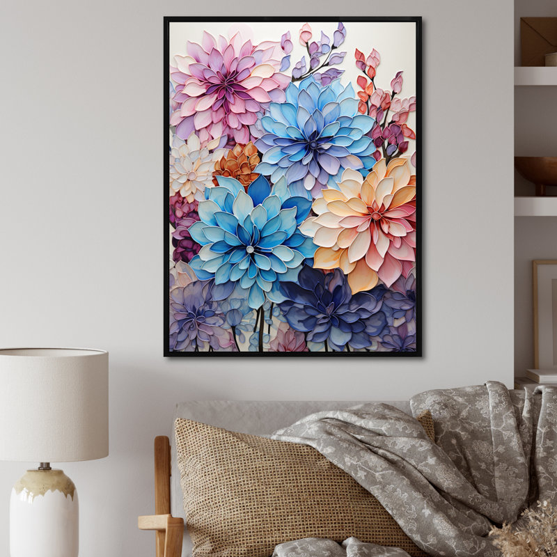 «Purple Tranquil Petals V», reproduction sur toile, H 32 po x l 24 po x P 1 po, Cadre flottant noir