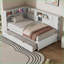 Lit simple en pin massif Lit de jour en panneau de fibres à densité moyenne avec tablettes de rangement, USB et amp; Lit gigogne - Blanc pour chambres d'amis