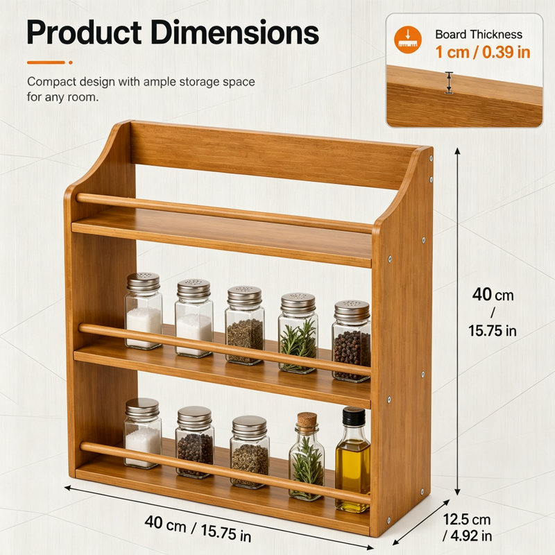 Freestanding Wood Spice Rack