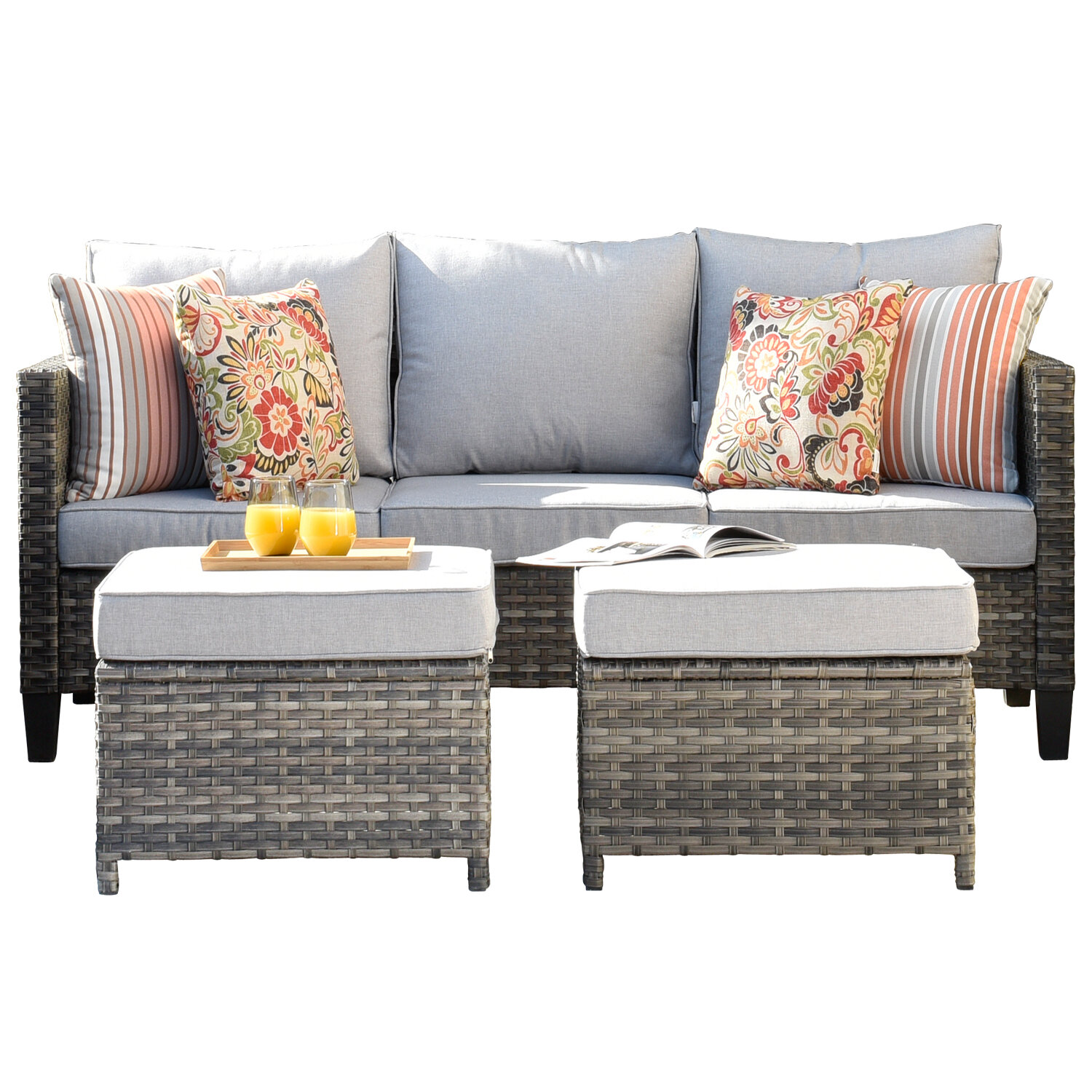 Lark Manor Amerissa 76.77'' Wicker Outdoor Patio Sofa & Reviews | Wayfair