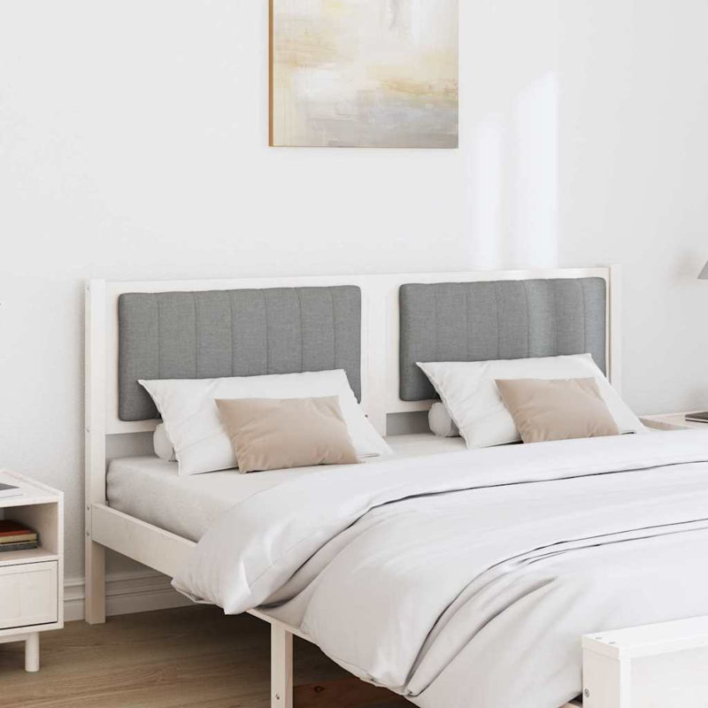 Solid Wood Headboard, UK King - DE 150 x 200 cm, Light Grey, White