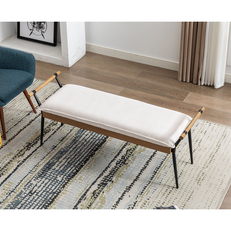 Banc de rangement industriel avec accoudoirs Ameera, Beige