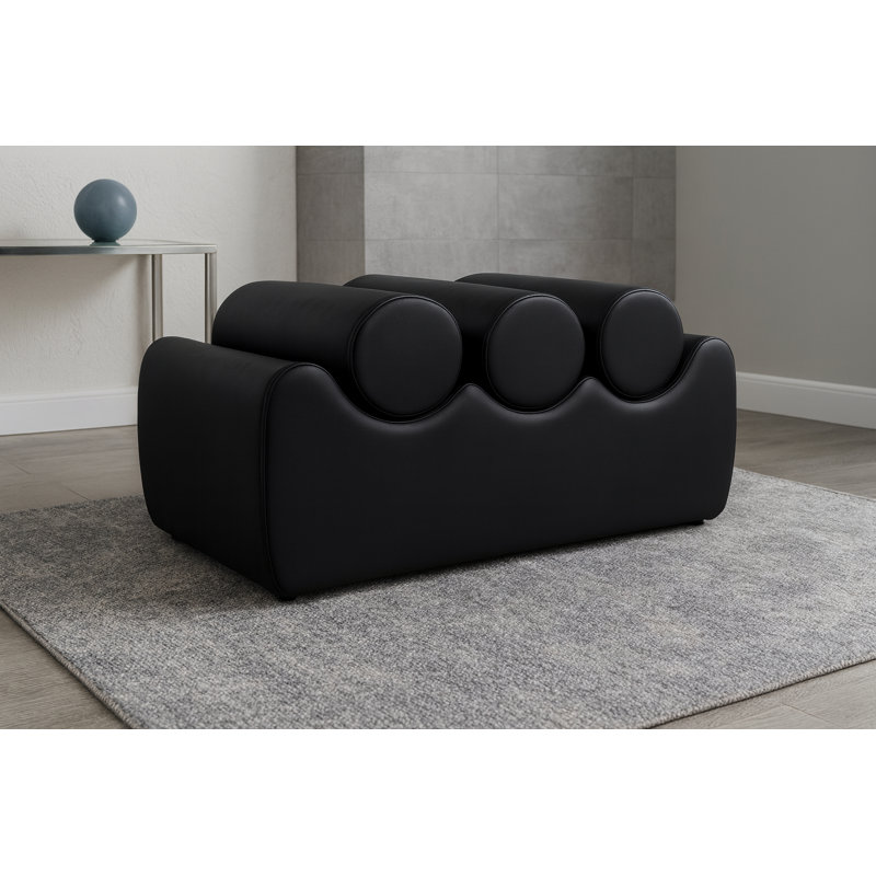 Banc en cuir Rumble Vegan, H 16,5 po x l 32 po x P 22 po, Cuir végétalien noir
