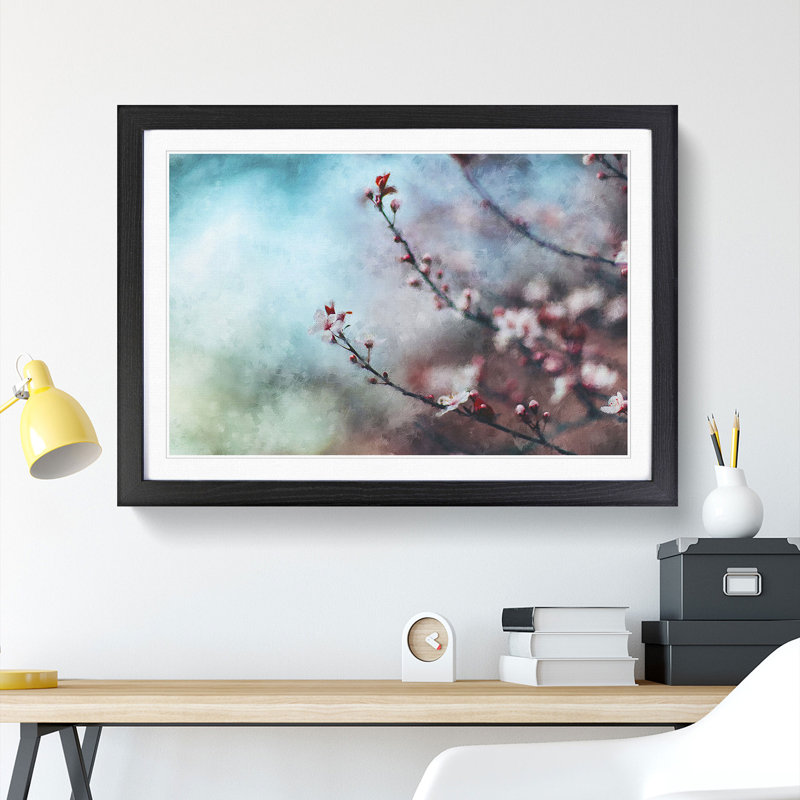 Pale Pink Cherry Blossom Tree - Framed Print, 36cm H x 48cm W x 2cm D, Black Framed