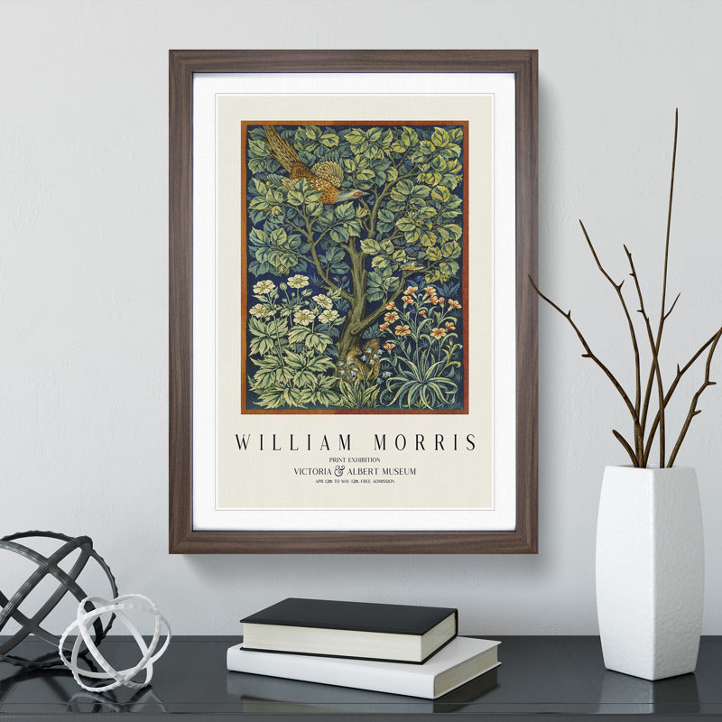 Cock Pheasant by William Morris - Picture Frame Art Prints, Walnut, 36cm H x 27cm W x 2cm D