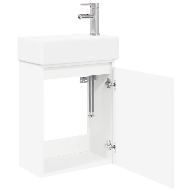 Single Bathroom Vanity with Ceramic Basin, White