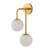2-Light Brass Wall Sconce With Frosted Glass Globes