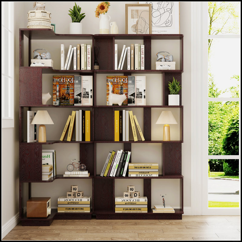 Ensemble de 2 bibliothèques combinées gratuites, tablettes d'angle peu encombrantes avec longueurs de 55 cm et 80 cm, 4 options de couleurs