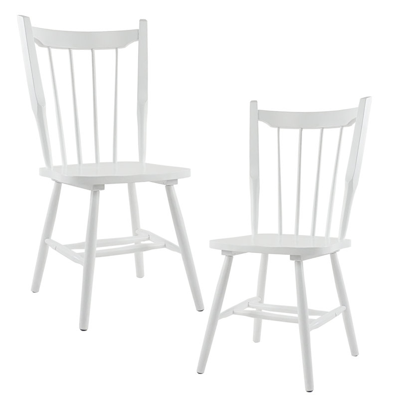 Mid-Century Solid Wood Windsor Chairs,Farmhouse Dining Chairs With Slat Back For Kitchen And Dining, White