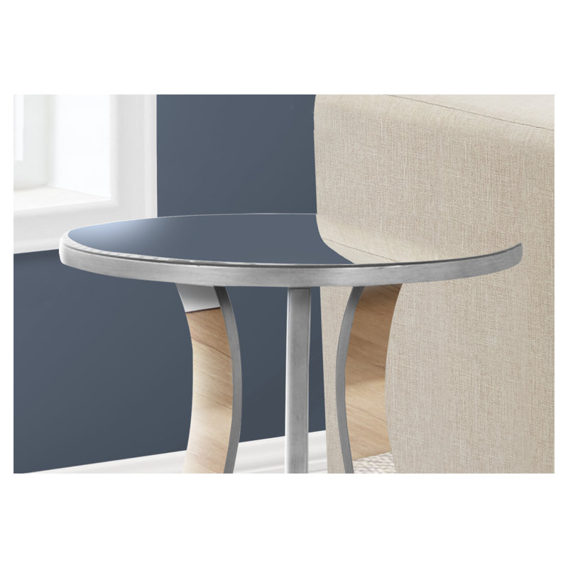 Table d'appoint Silver Mirror - Table d'appoint moderne pour le salon et la chambre à coucher, style transitionnel avec design géométrique