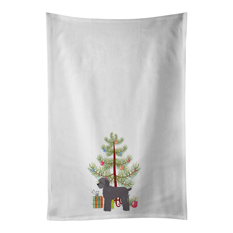Ensemble de 2 essuie-tout gris à motif de sapin de Noël blanc