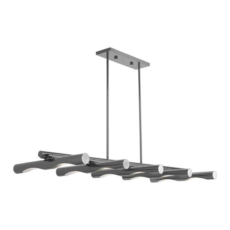 Luminaire suspendu linéaire à 10 lumières pour îlot de cuisine Clearlake, Noir chromé