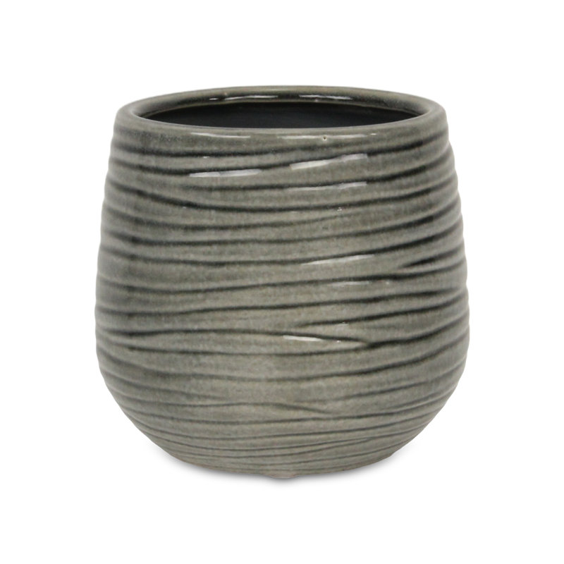 Grazielli Handmade Ceramic Pot Planter, 6.5" H x 6" W x 6" D, Gray